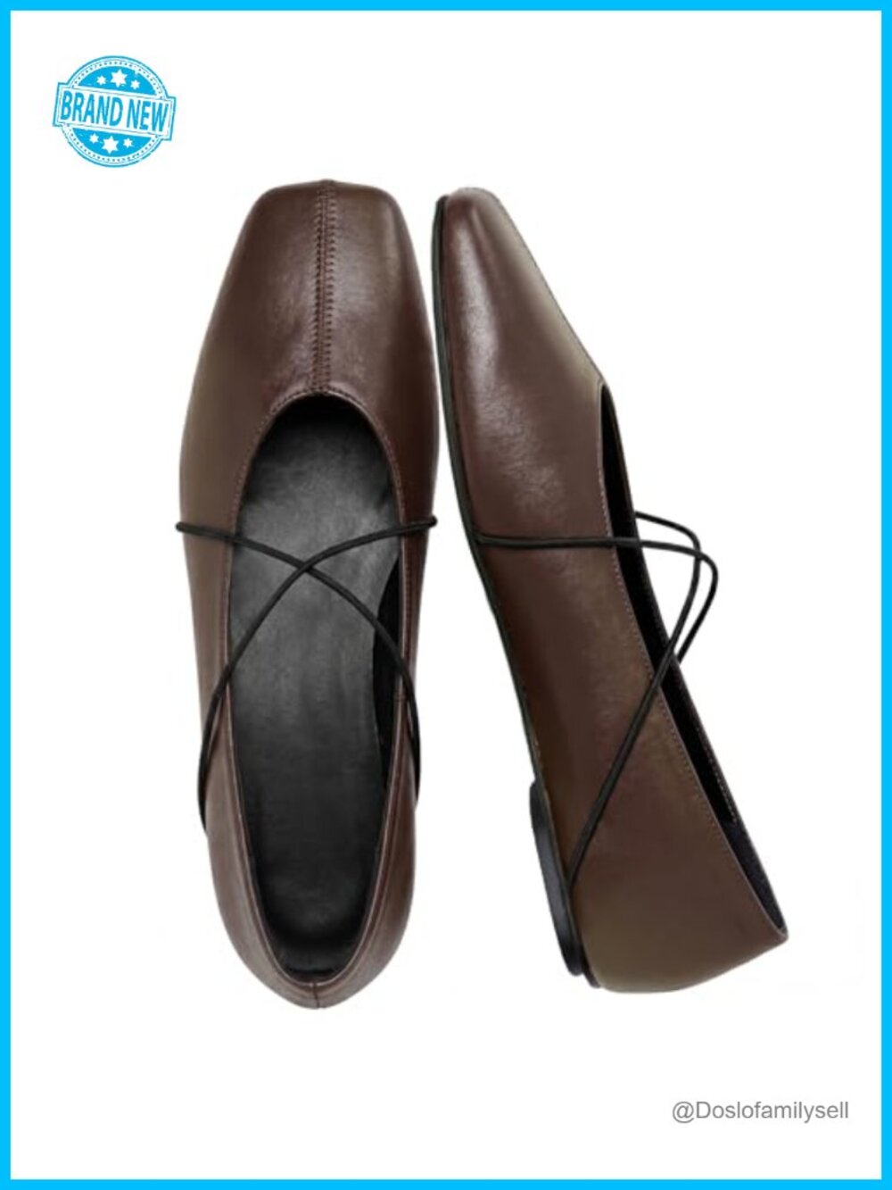 Square Toe Ballet Flats Criss Cross Strap Slip On Mary Jane Shoes